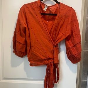 Burnt Orange wrap top